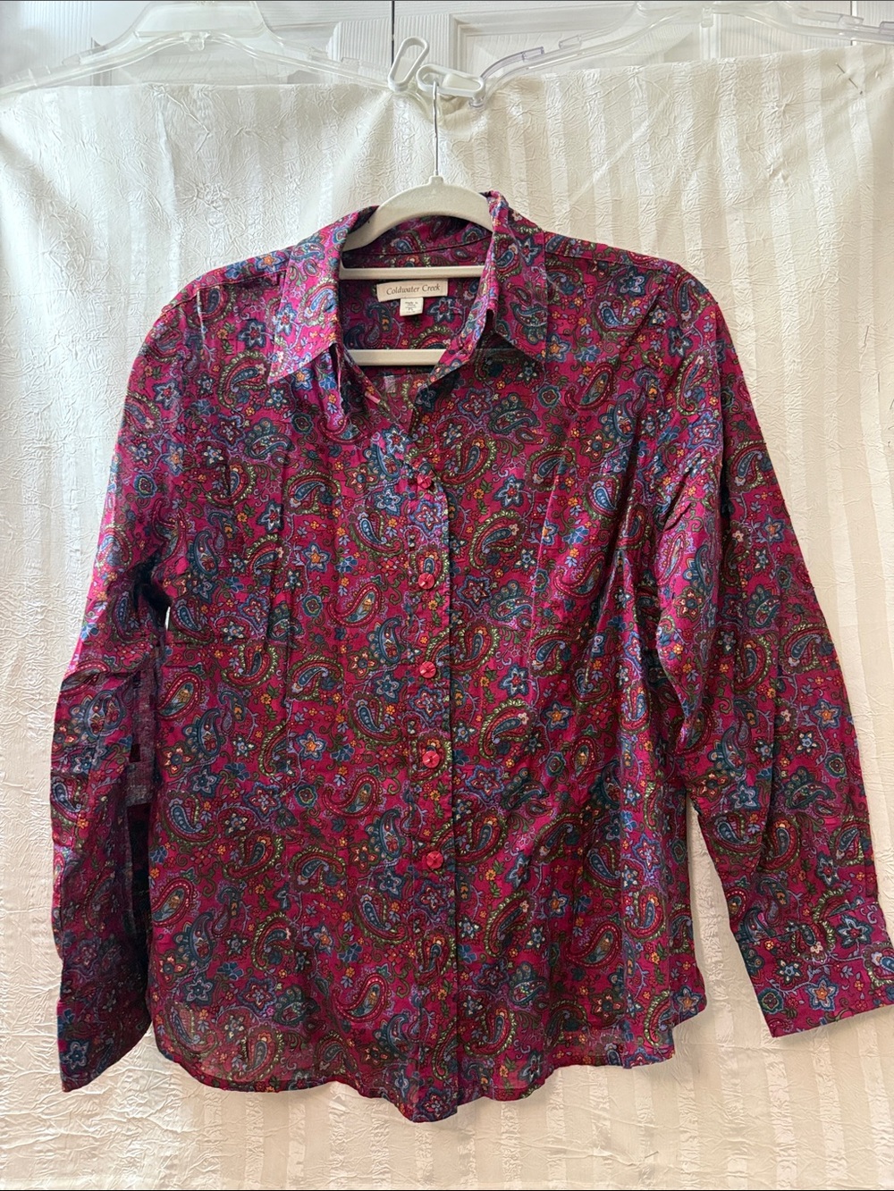 Coldwater Creek Magenta Paisley Button Shirt